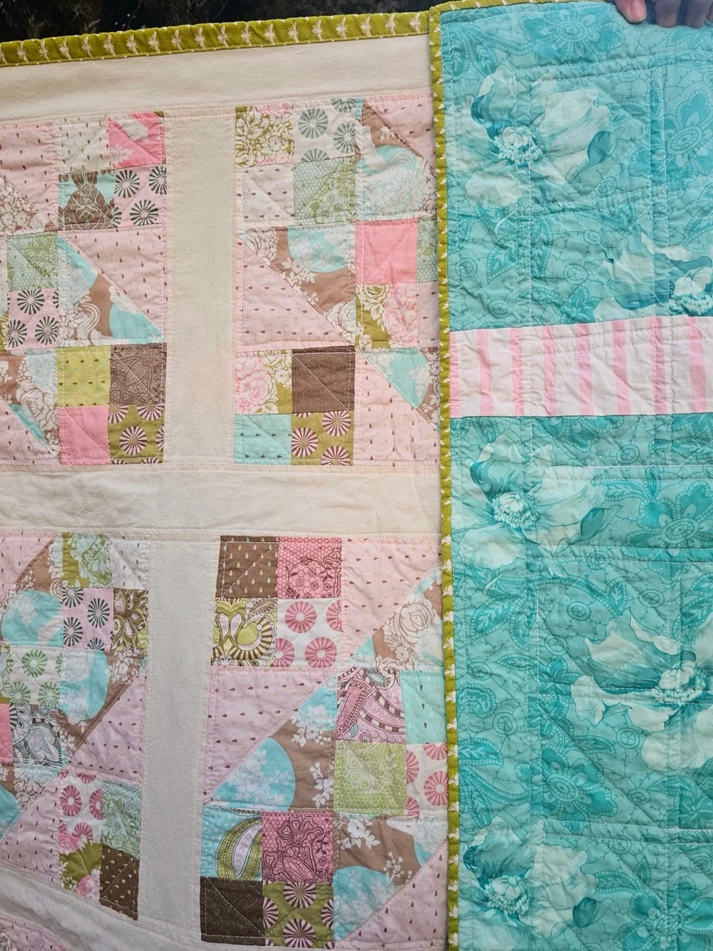 Handmade Patchwork Quilt: Tula Pink Hush-a-bye Fabric Vintage Heirloom Style